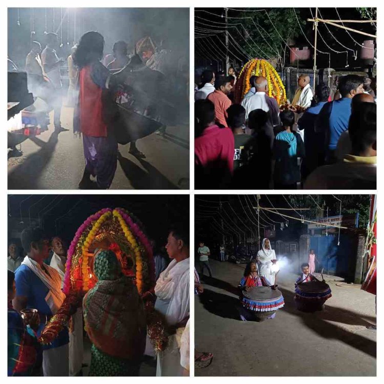 प्रतिवर्ष की भांति इस वर्ष भी निकला जन सेवा अभेद आश्रम नारायणपुर में माँ भगवती का डोला : ढोल नगाड़ों संकीर्तन के साथ निकाली गई माता की पालकी