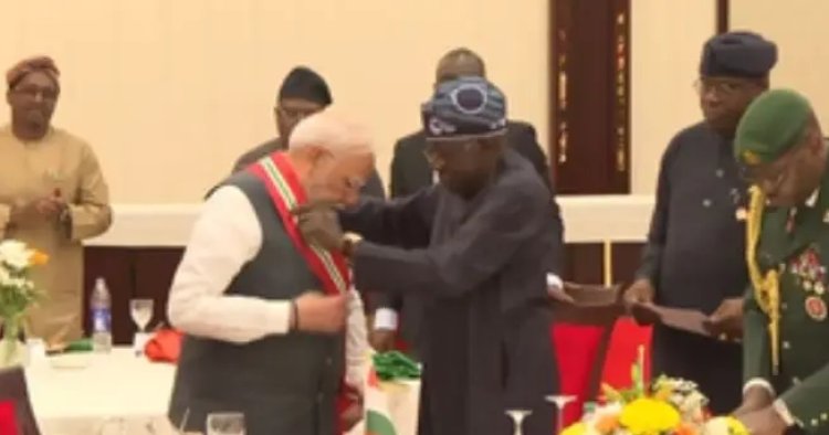 Big Breaking : पीएम नरेंद्र मोदी को नाइजीरिया के सर्वोच्च सम्मान -1द ग्रैंड कमांडर ऑफ द ऑर्डर ऑफ नाइजर-1 से नवाजा गया...पढ़ें पूरी खबर