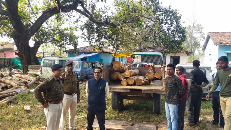 ट्रैक्टर में लोड कर सागौन लकड़ी की तस्करी कर रहे तस्कर पंकज यादव को पुलिस ने रंगे हाथ दबोचा,वन अधिनियम 1927 की धारा 26,52 के तहत कार्यवाही जारी