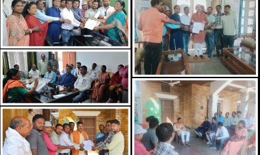 पंचायत सचिवों ने भाजपा के प्रमुख जनप्रतिनिधियों को सौंपा ज्ञापन,जनप्रतिनिधियों ने सचिवों से की काम में वापस लौटने की अपील,भाजपा नेता कृष्ण कुमार राय ने कहा मोदी की सभी गारंटी होगी पूरी,विधायन रायमुनी भगत ने कहा काम पर लौटे वापस होंगे सभी वायदे पूरे