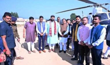 मुख्यमंत्री साय नारायणपुर पहुंचे, हेलीपैड पर हुआ आत्मीय स्वागत