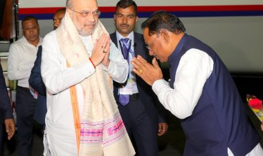 केन्द्रीय गृहमंत्री शाह पहुंचे रायपुर,विमानतल पर स्वागत