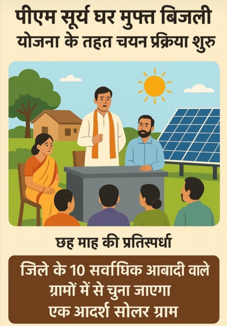 *पीएम सूर्य घर मुफ्त बिजली योजना के तहत रायगढ़ का एक ग्राम बनेगा सोलर मॉडल गांव,सौर संयंत्र स्थापना,जनजागरूकता, सामुदायिक भागीदारी और नवाचार पर तय होगा मॉडल विलेज़ का चयन*