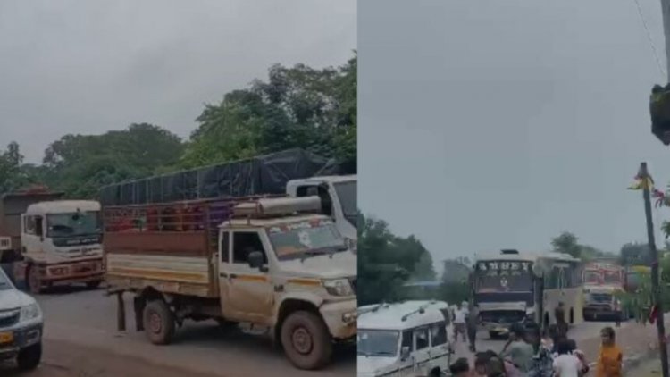CG NEWS: RTO कर्मचारी की बत्तीमीजी से भड़के ट्रक चालक, नेशनल हाईवे-30 किया जाम